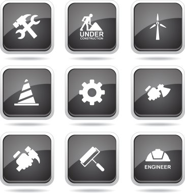 inşaat araçları simgesi seti