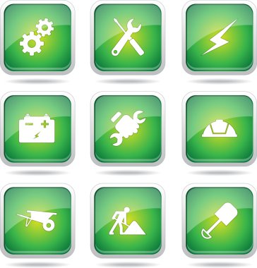 inşaat araçları simgesi seti