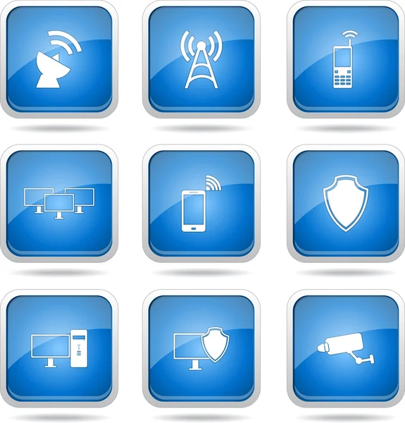 Conjunto de iconos de comunicación de telecomunicaciones — Vector de stock