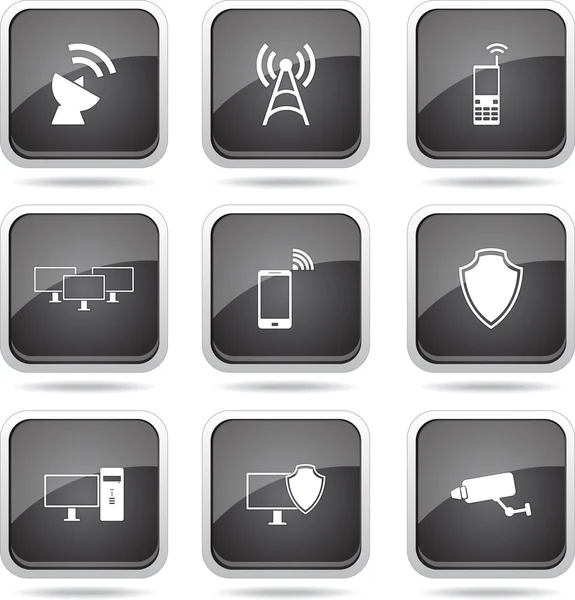 Telecom Communication Icon Set — Stock Vector