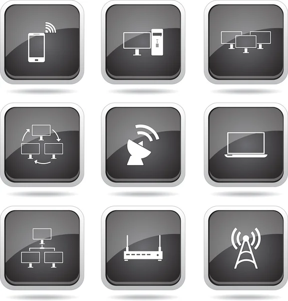 Telecom Communication Icon Set — Stock Vector