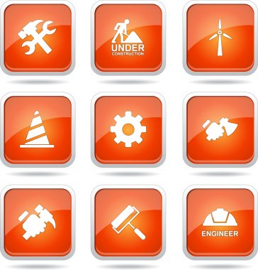 inşaat araçları simgesi seti