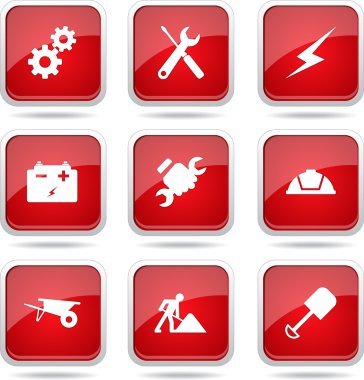 inşaat araçları simgesi seti