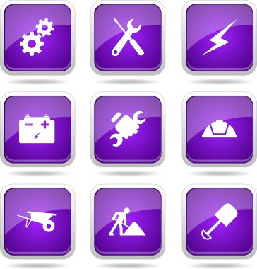 inşaat araçları simgesi seti