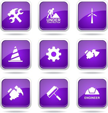 inşaat araçları simgesi seti