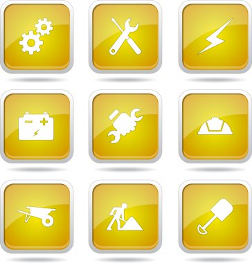 inşaat araçları simgesi seti