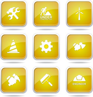 inşaat araçları simgesi seti