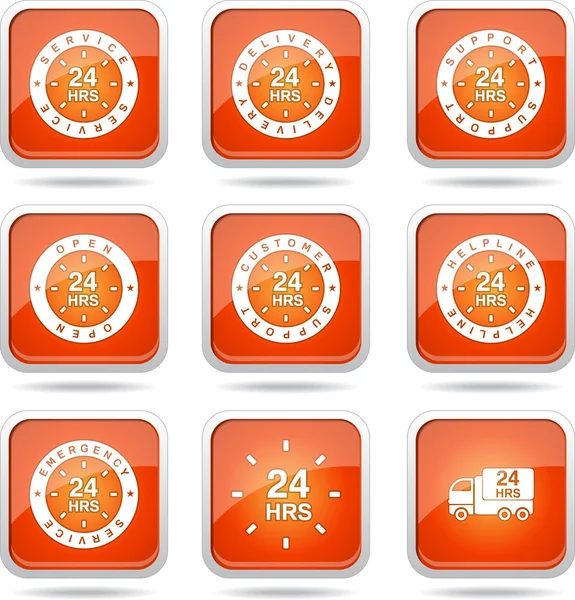 24 Horas Servicios Conjunto de iconos — Archivo Imágenes Vectoriales
