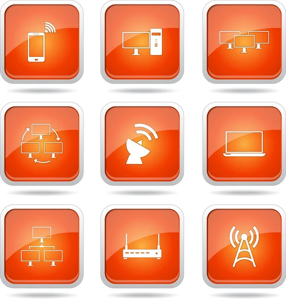 Telecom Communication Icon Set — Stock Vector