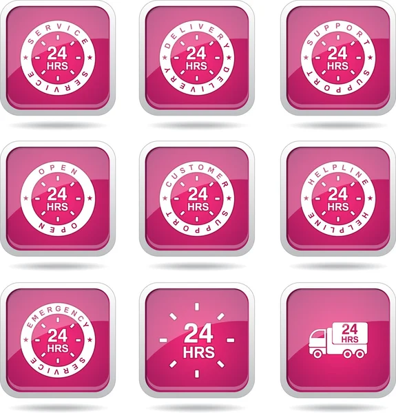 24 Hours Services Icon Set — Stock Vector