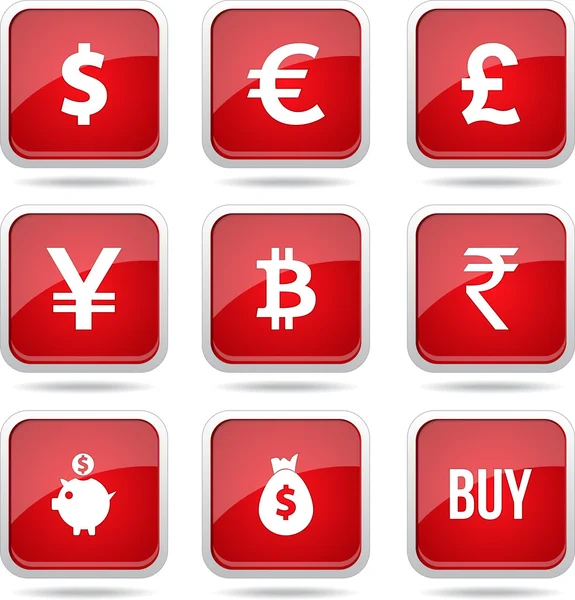 Para birimi işareti Icon set — Stok Vektör