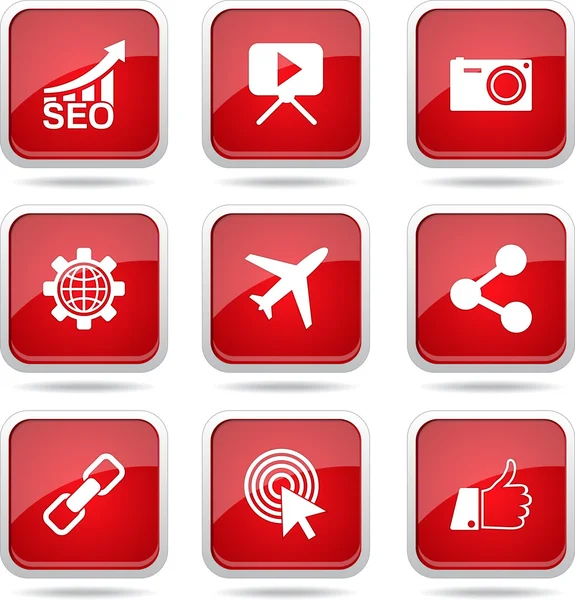 Seo Internet Zeichen Icon Set — Stockvektor