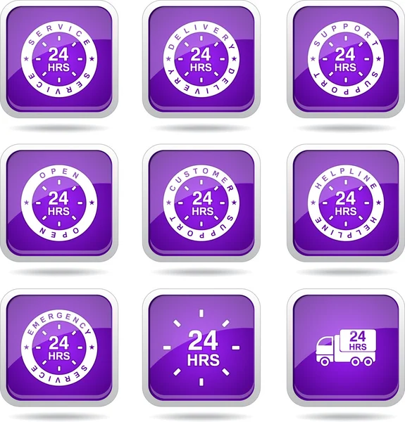 24 saat Icon set Hizmetleri — Stok Vektör