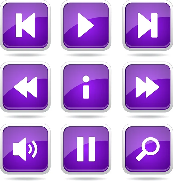 Conjunto de iconos del controlador multimedia — Vector de stock