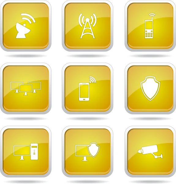 Telecom Communication Icon Set — Stock Vector