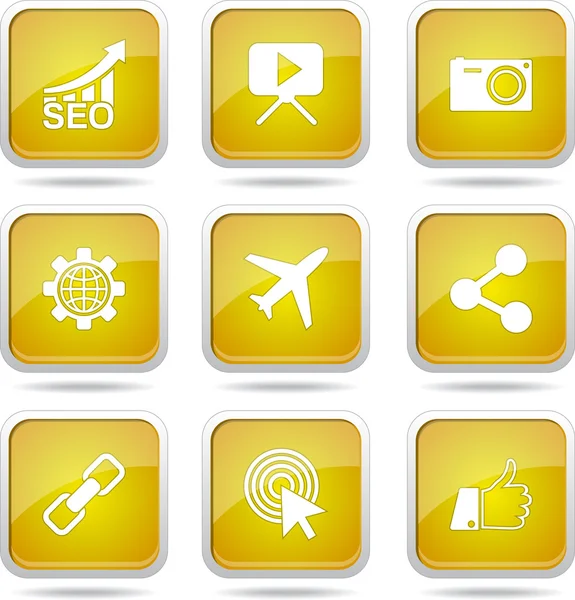 Seo Internet Zeichen Icon Set — Stockvektor