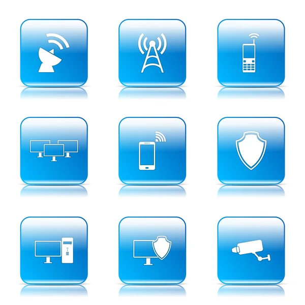 Telecom Communication Icon Set — Stock Vector