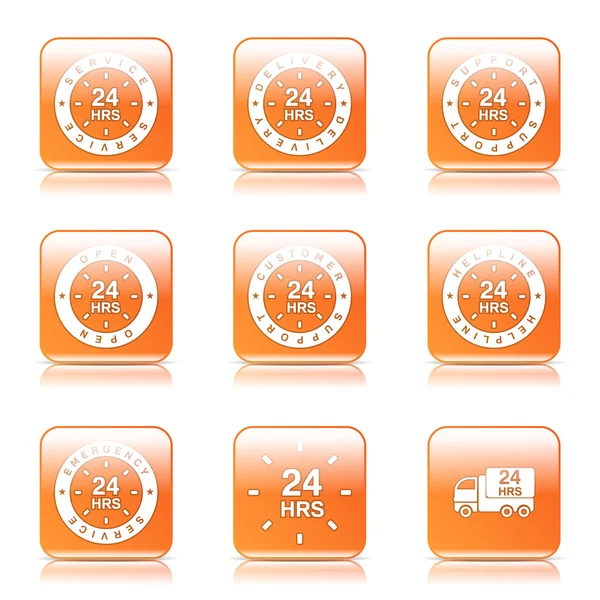 24 Horas Servicios Conjunto de iconos — Vector de stock