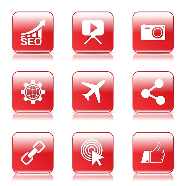 Seo Internet Zeichen Icon Set — Stockvektor