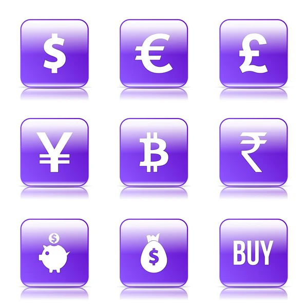 Set di icone segno valuta — Vettoriale Stock