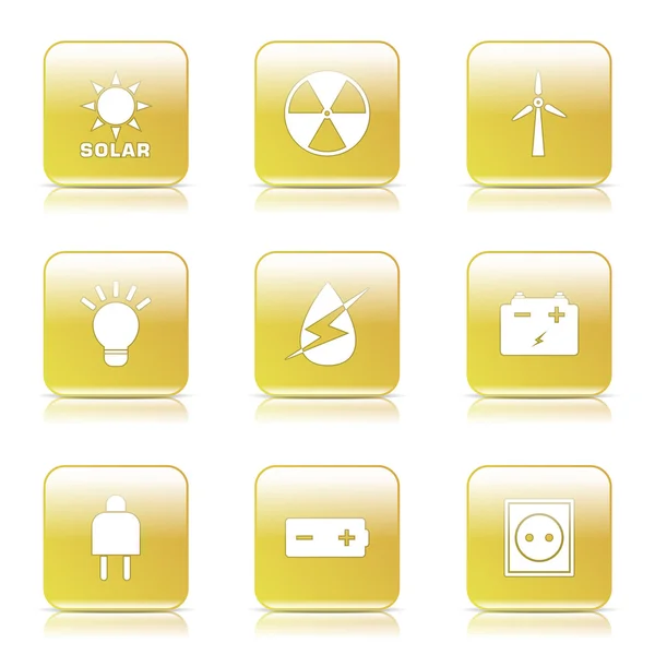 Sinal de energia e conjunto de ícones de símbolo — Vetor de Stock