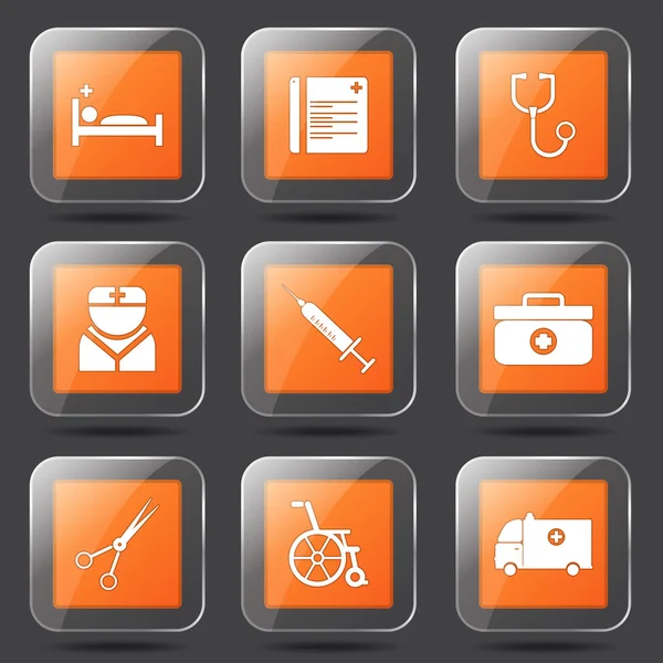 Hospital Health Icon Set — Stock Vector