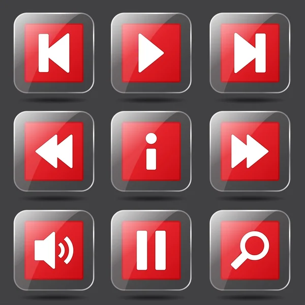 Conjunto de ícones de controlador multimídia — Vetor de Stock