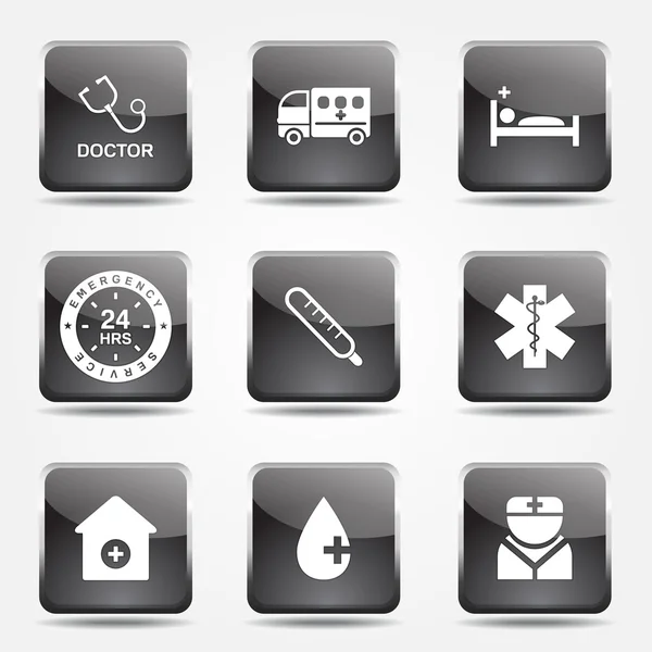 Hospital Health Icon Set — Stock Vector