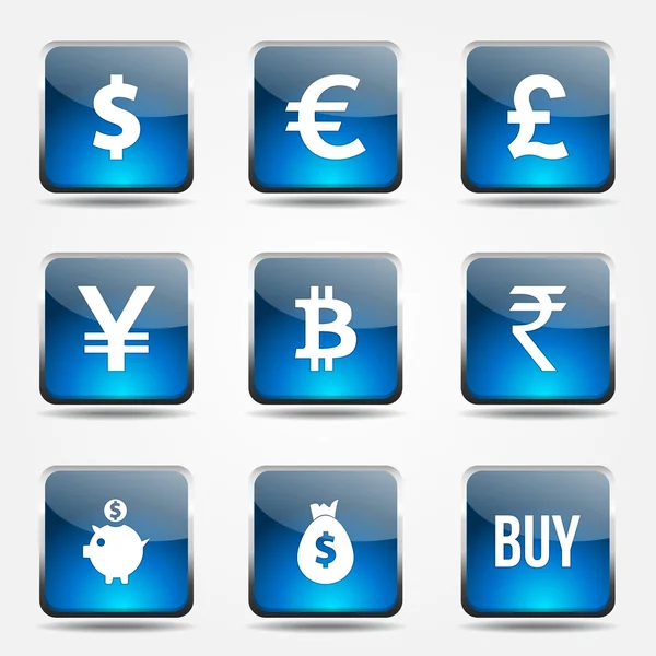 Set ikon tanda mata uang - Stok Vektor