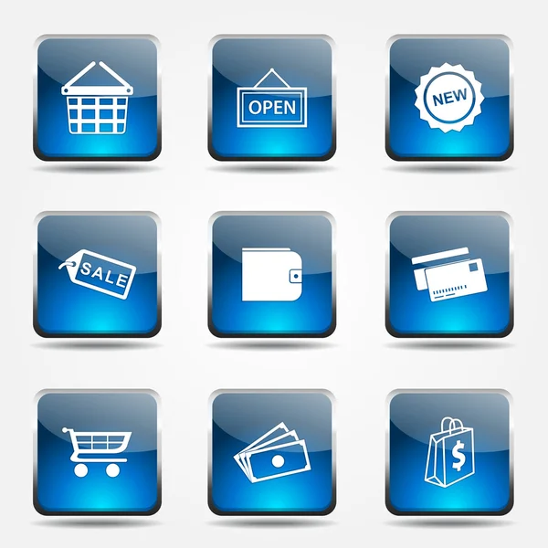 設定記号アイコンをショッピング — ストックベクタ