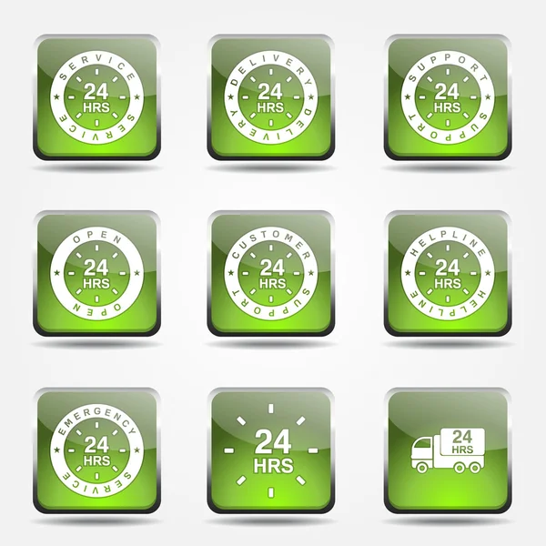 24 timmar tjänster Ikonuppsättning — Stock vektor
