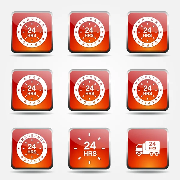 24 saat Icon set Hizmetleri — Stok Vektör