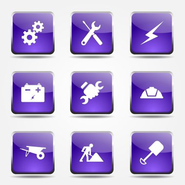 inşaat araçları simgesi seti