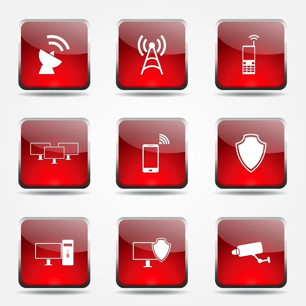 Conjunto de iconos de comunicación de telecomunicaciones — Vector de stock