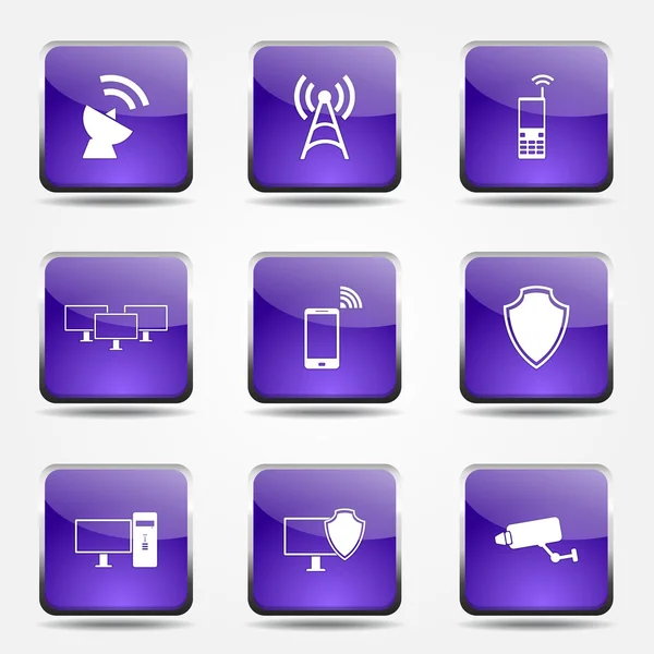 Telecom Communication Icon Set — Stock Vector