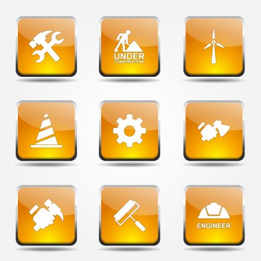 inşaat araçları simgesi seti