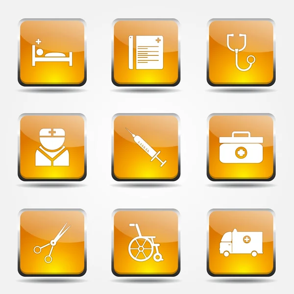 Set di icone sanitarie ospedaliere — Vettoriale Stock