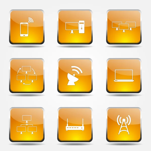 Telecom Communication Icon Set — Stock Vector