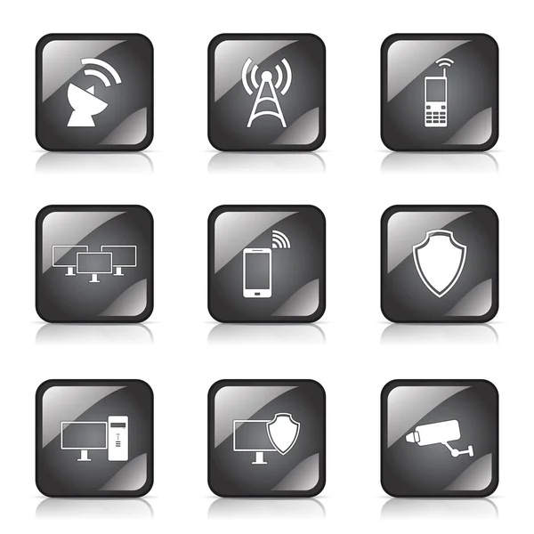 Conjunto de iconos de comunicación de telecomunicaciones — Vector de stock