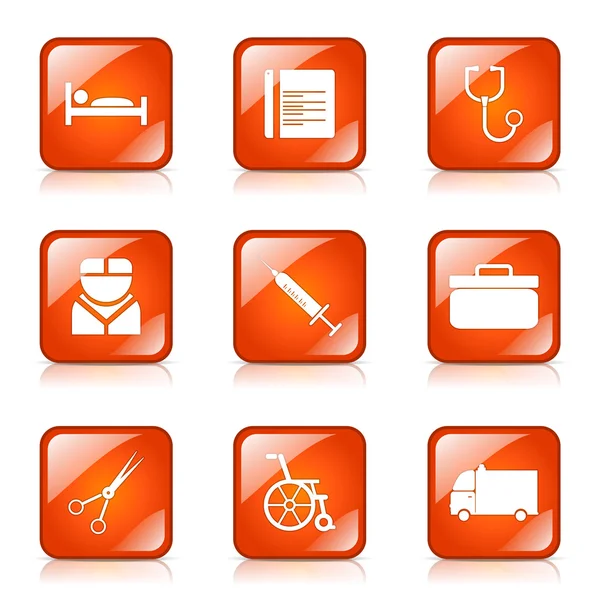 Ensemble d'icônes de santé hospitalière — Image vectorielle