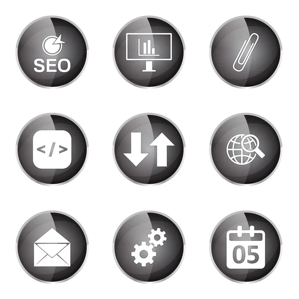 SEO Internet Sign Icon Design Set - Stok Vektor