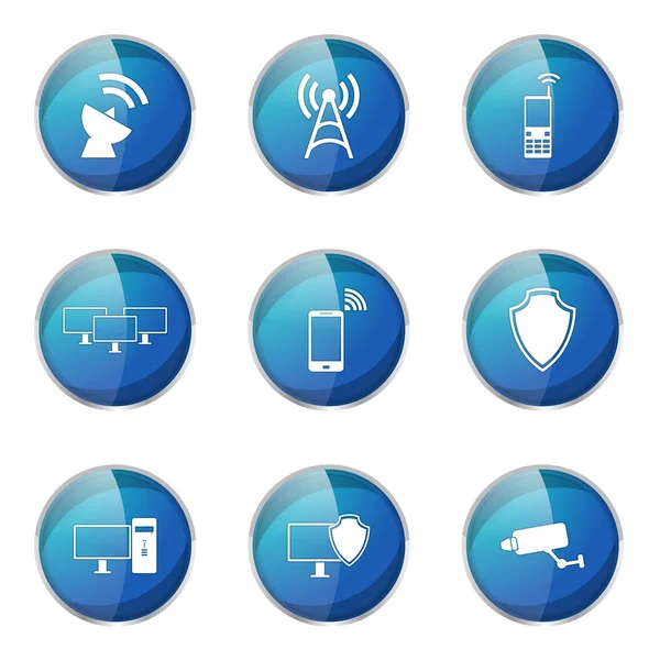 Telecom Communication Icon Set — Stock Vector