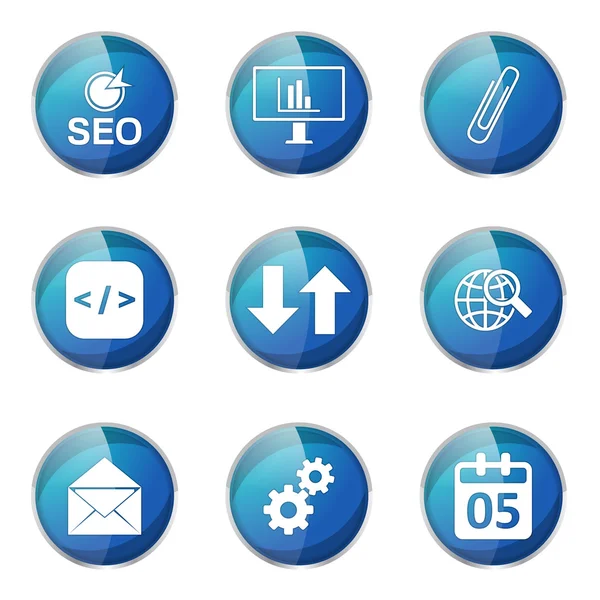 Juego de diseño de iconos de señal de Internet SEO — Vector de stock