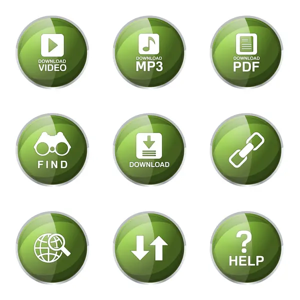 Multimédia Web Internet Icon Set — Vetor de Stock