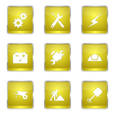 İnşaat araçları simge tasarım seti