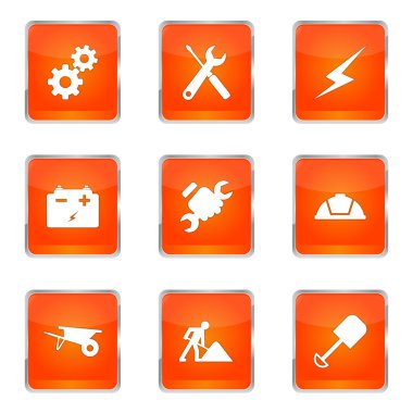 İnşaat araçları simge tasarım seti