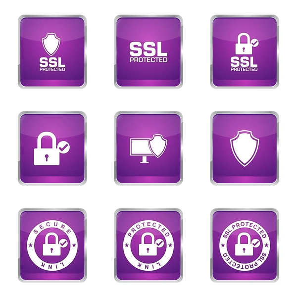 Protection Web Internet Icon Set — Stock Vector