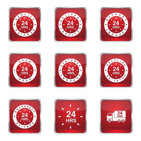 24 Horas Servicios Conjunto de iconos — Archivo Imágenes Vectoriales