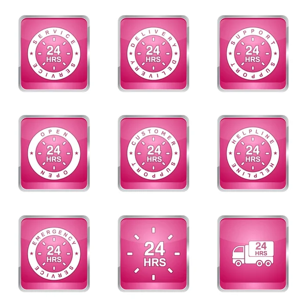 24 Horas Servicios Conjunto de iconos — Vector de stock