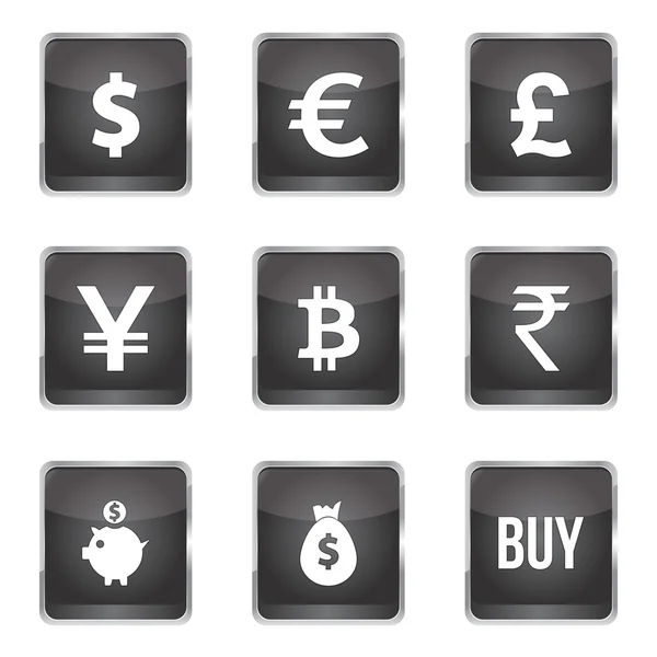 Currency Sign Icon Set — Stock Vector